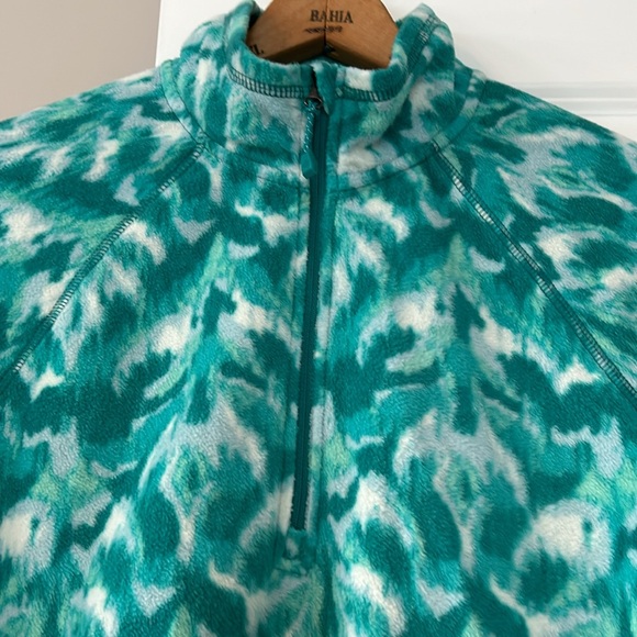 Eddie Bauer 1/2 Zip Recycled Fleece Pullover Sea-foam Green White Abstract Print - Picture 15 of 15